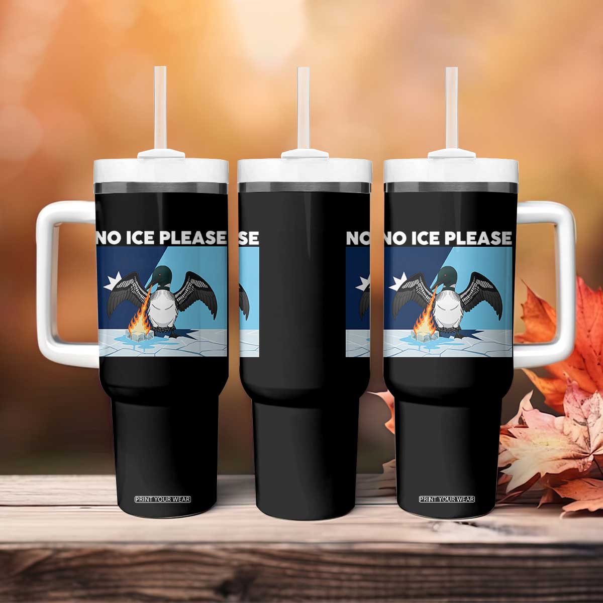 Funny Fire Breathing Loon Tumbler With Handle No Ice Please TS12 Print Your Wear