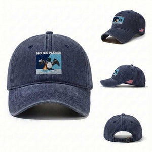 Funny Fire Breathing Loon Washed Cotton Baseball Cap No Ice Please TS12 Washed Cap Universal Fit Navy Print Your Wear