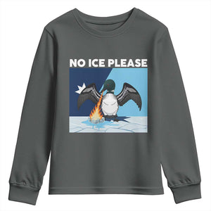 Funny Fire Breathing Loon Youth Sweatshirt No Ice Please TS12 Dark Heather Print Your Wear