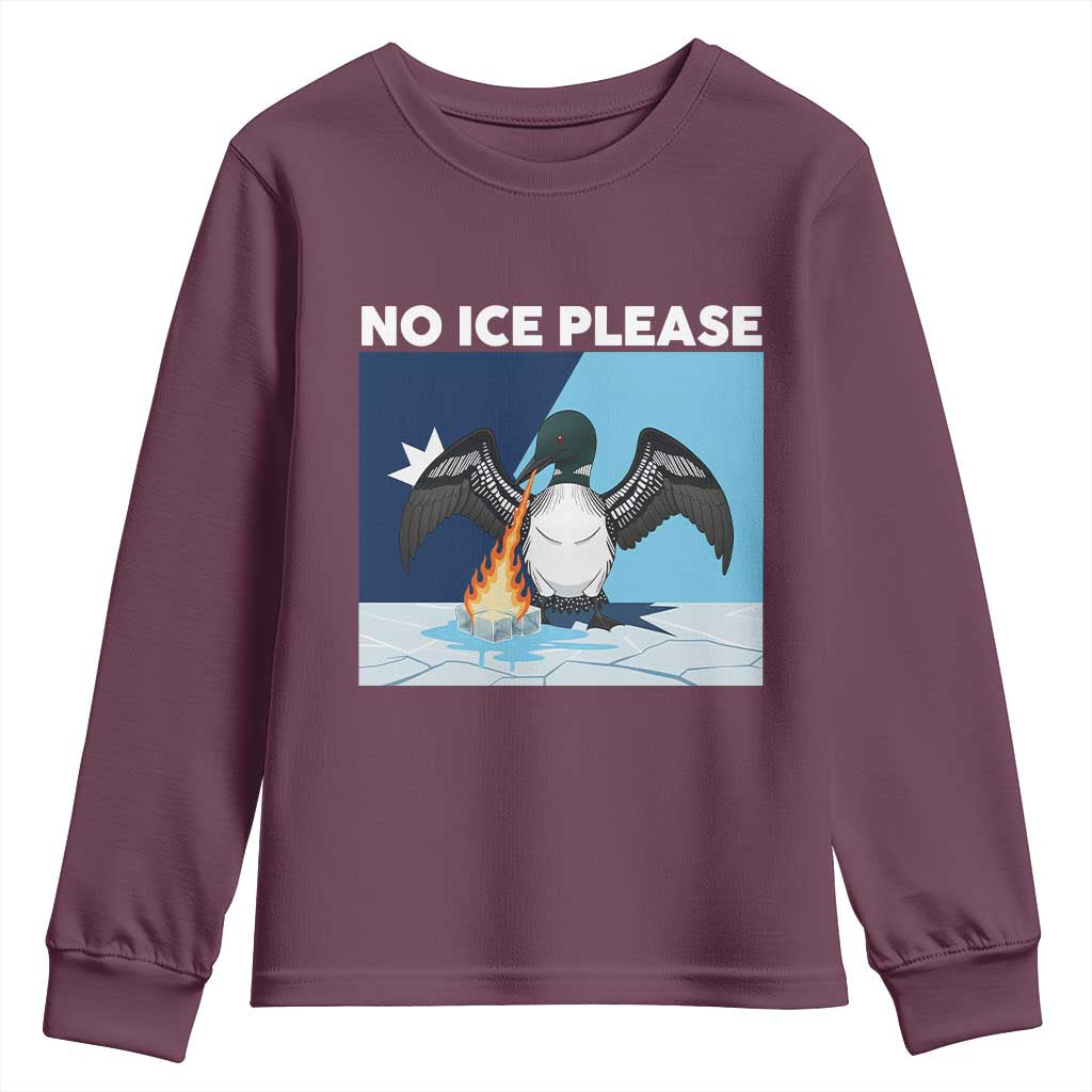 Funny Fire Breathing Loon Youth Sweatshirt No Ice Please TS12 Maroon Print Your Wear