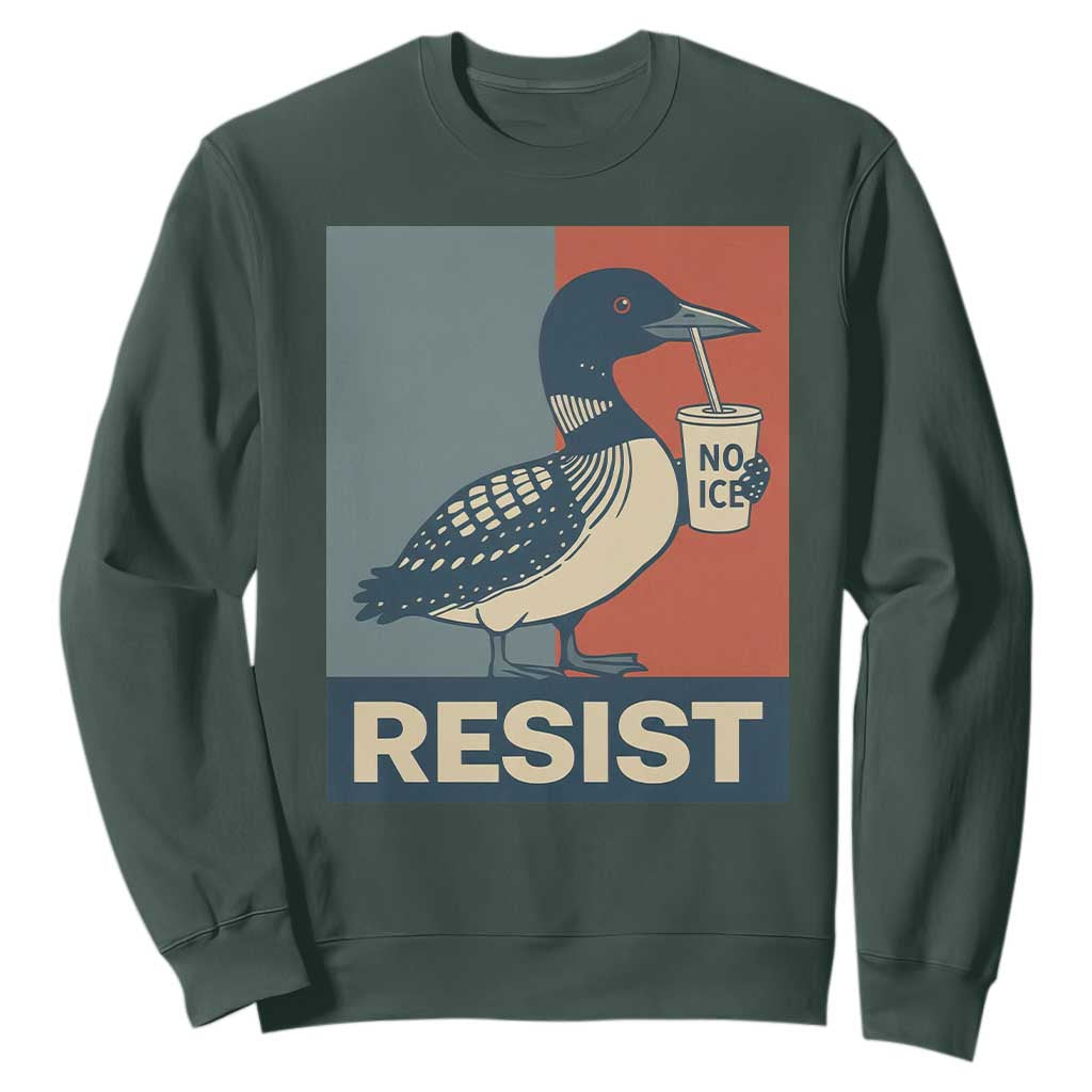Funny Minnesota Common Loon Sweatshirt No Ice Please TS12 Dark Forest Green Print Your Wear