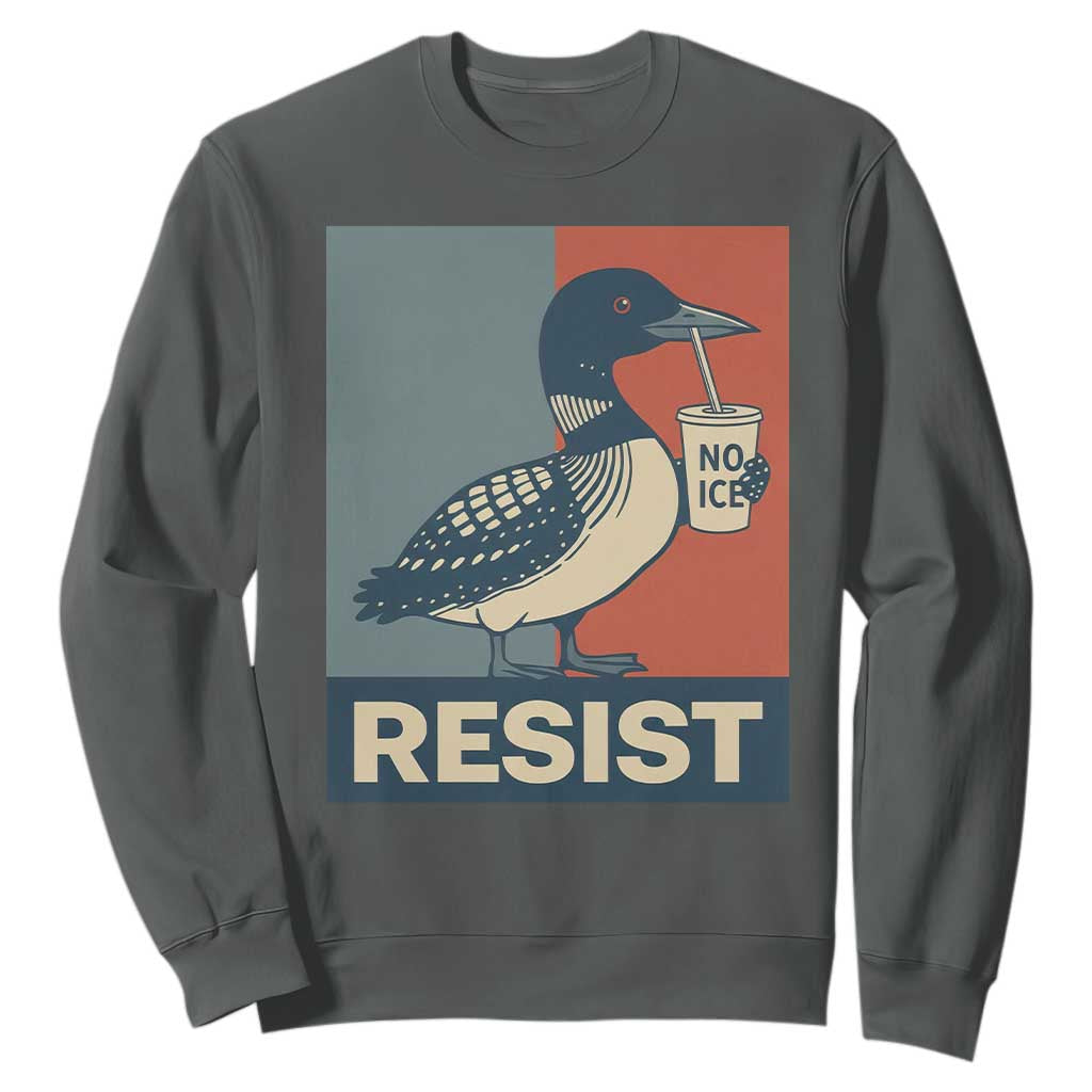 Funny Minnesota Common Loon Sweatshirt No Ice Please TS12 Dark Heather Print Your Wear