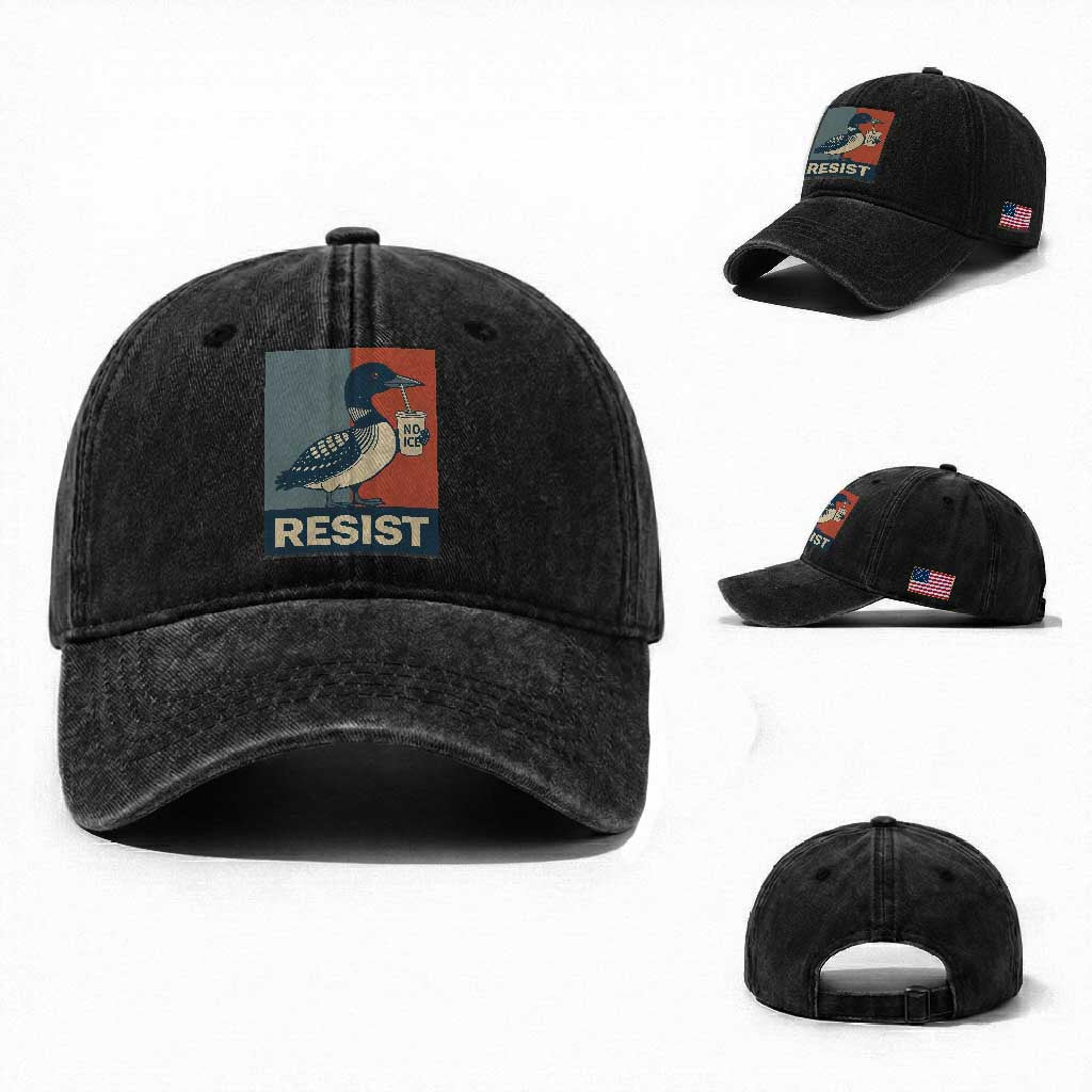 Funny Minnesota Common Loon Washed Cotton Baseball Cap No Ice Please TS12 Washed Cap Universal Fit Black Print Your Wear