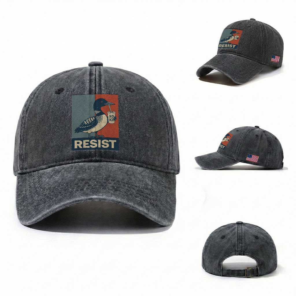 Funny Minnesota Common Loon Washed Cotton Baseball Cap No Ice Please TS12 Washed Cap Universal Fit Dark Gray Print Your Wear