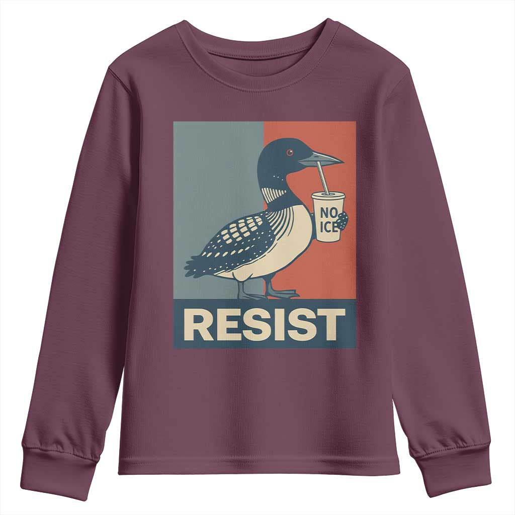 Funny Minnesota Common Loon Youth Sweatshirt No Ice Please TS12 Maroon Print Your Wear