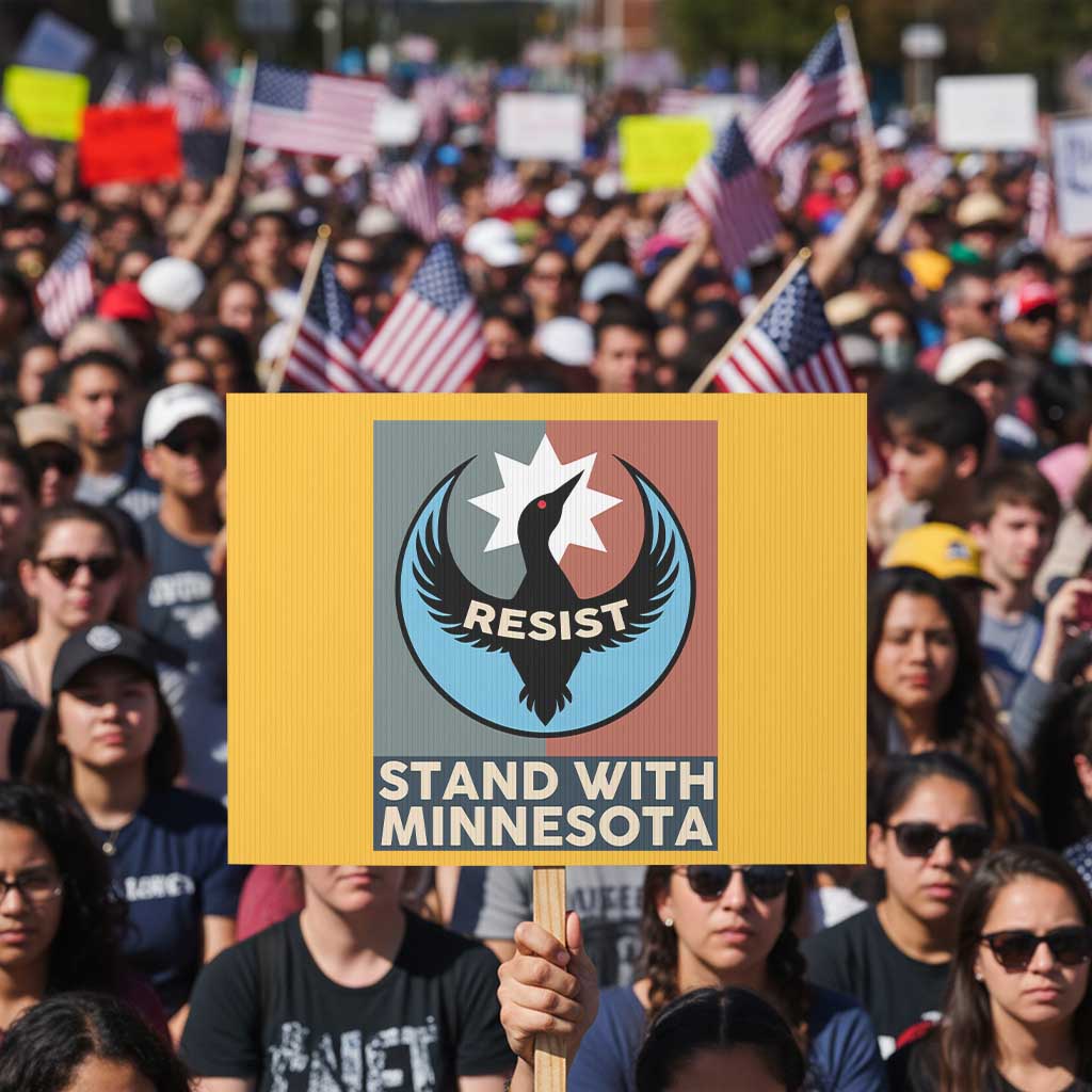 Stand With Minnesota Protest Sign Common Loon Pride Support TS12 Horizontal 18