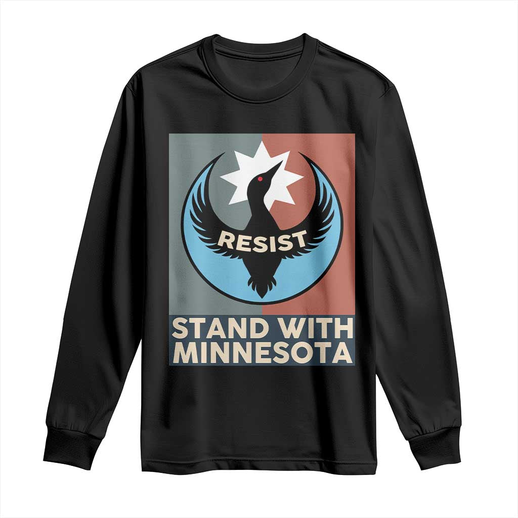 Stand With Minnesota Long Sleeve Shirt Common Loon Pride Support TS12 Black Print Your Wear
