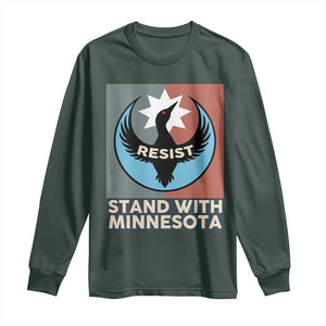 Stand With Minnesota Long Sleeve Shirt Common Loon Pride Support TS12 Dark Forest Green Print Your Wear