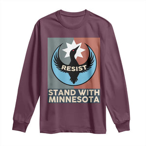 Stand With Minnesota Long Sleeve Shirt Common Loon Pride Support TS12 Maroon Print Your Wear