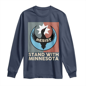 Stand With Minnesota Long Sleeve Shirt Common Loon Pride Support TS12 Navy Print Your Wear