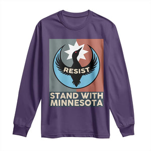 Stand With Minnesota Long Sleeve Shirt Common Loon Pride Support TS12 Purple Print Your Wear