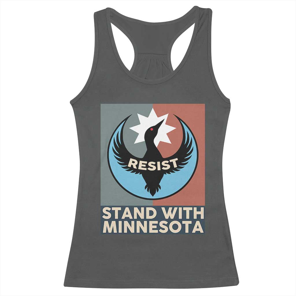 Stand With Minnesota Racerback Tank Top Common Loon Pride Support TS12 Dark Heather Print Your Wear
