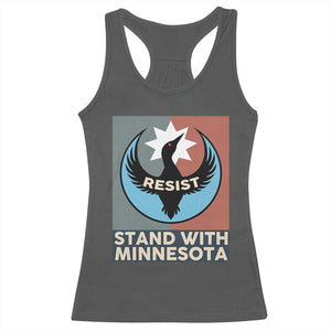 Stand With Minnesota Racerback Tank Top Common Loon Pride Support TS12 Dark Heather Print Your Wear