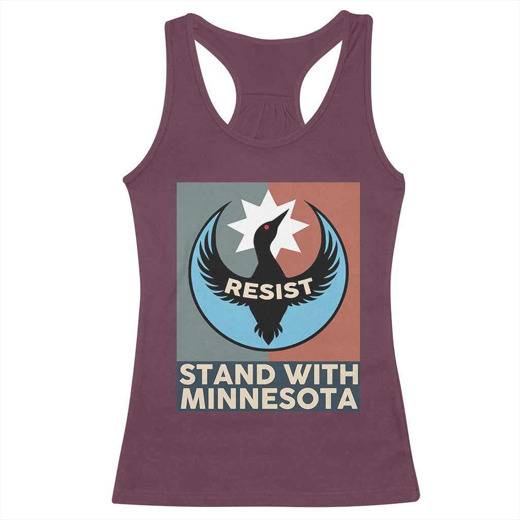 Stand With Minnesota Racerback Tank Top Common Loon Pride Support TS12 Maroon Print Your Wear
