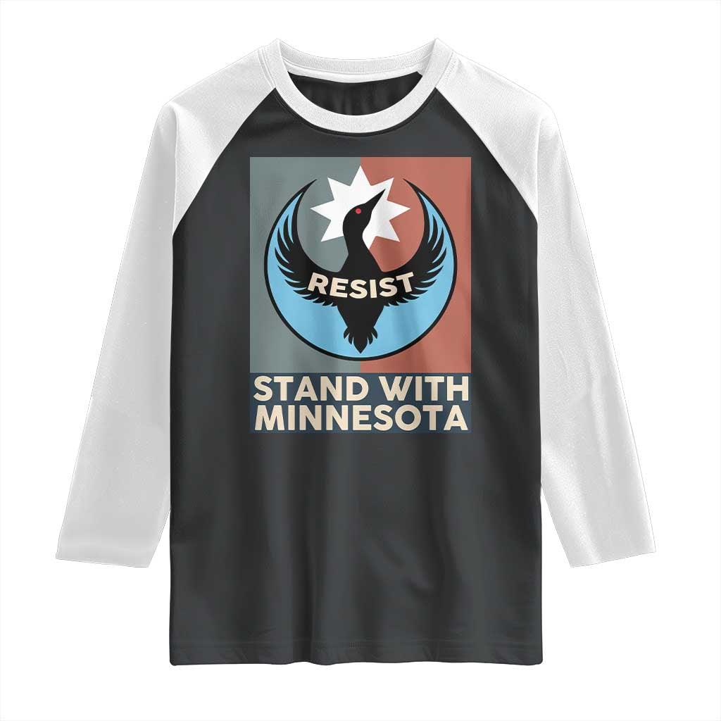 Stand With Minnesota Raglan Shirt Common Loon Pride Support TS12 Black White Print Your Wear