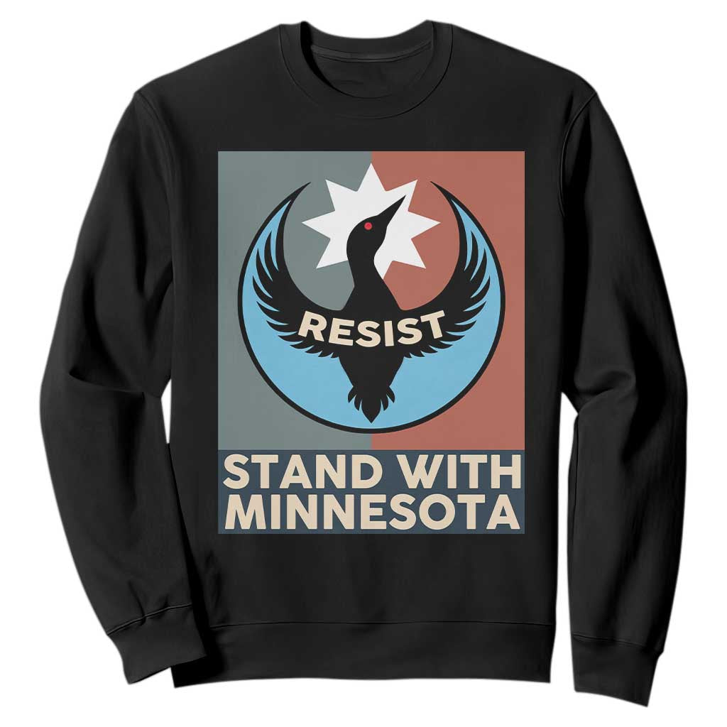 Stand With Minnesota Sweatshirt Common Loon Pride Support TS12 Black Print Your Wear