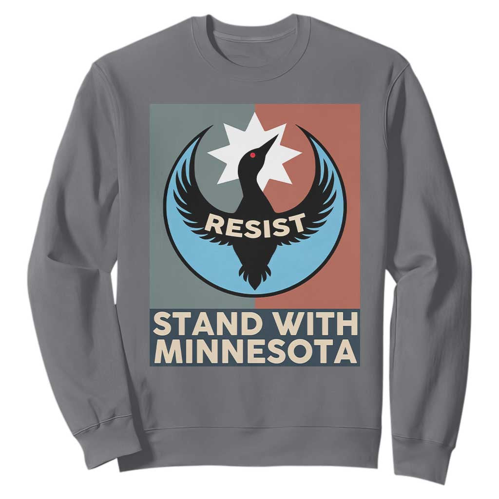 Stand With Minnesota Sweatshirt Common Loon Pride Support TS12 Charcoal Print Your Wear