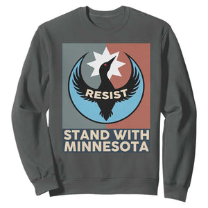 Stand With Minnesota Sweatshirt Common Loon Pride Support TS12 Dark Heather Print Your Wear
