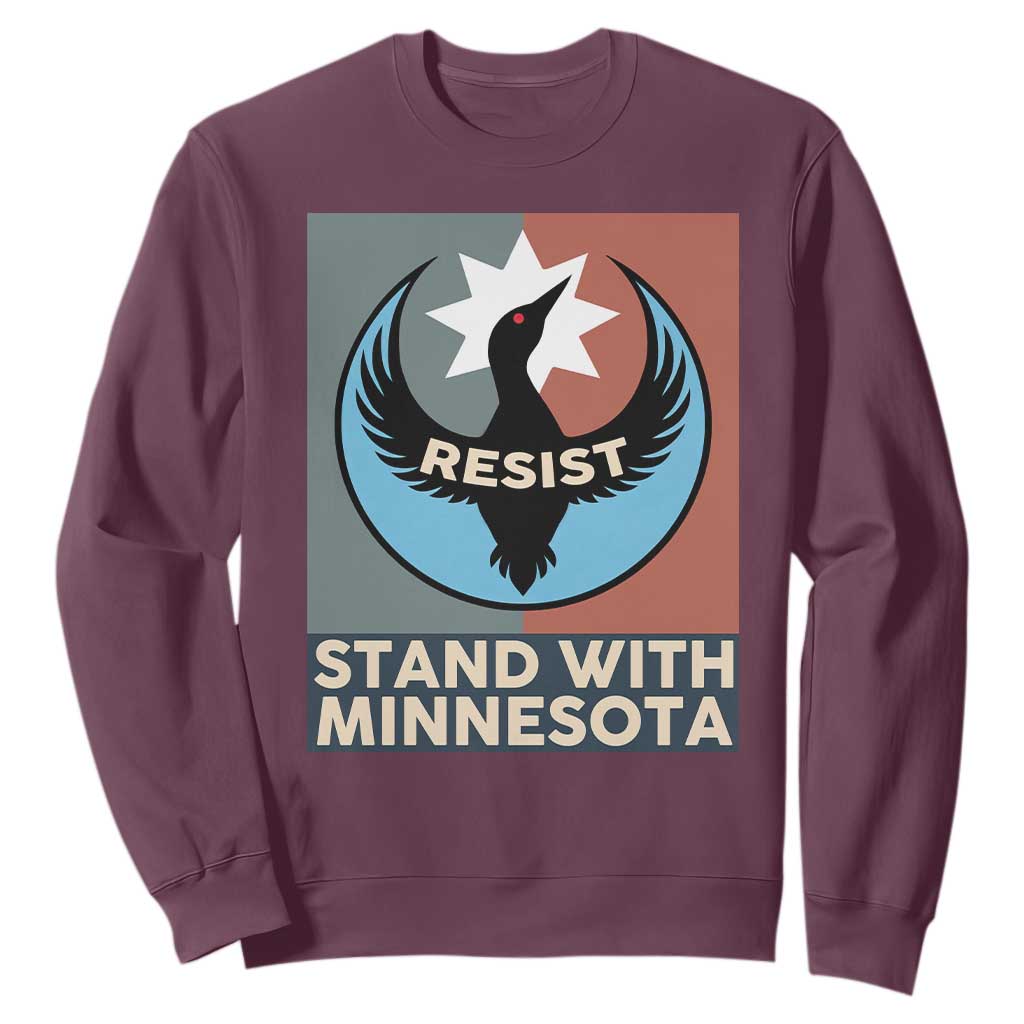 Stand With Minnesota Sweatshirt Common Loon Pride Support TS12 Maroon Print Your Wear