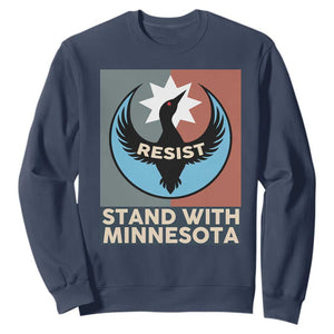 Stand With Minnesota Sweatshirt Common Loon Pride Support TS12 Navy Print Your Wear