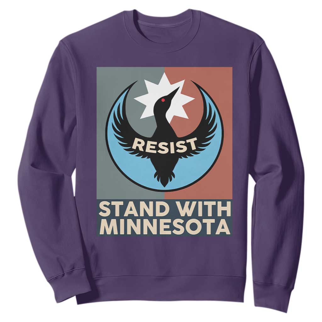 Stand With Minnesota Sweatshirt Common Loon Pride Support TS12 Purple Print Your Wear