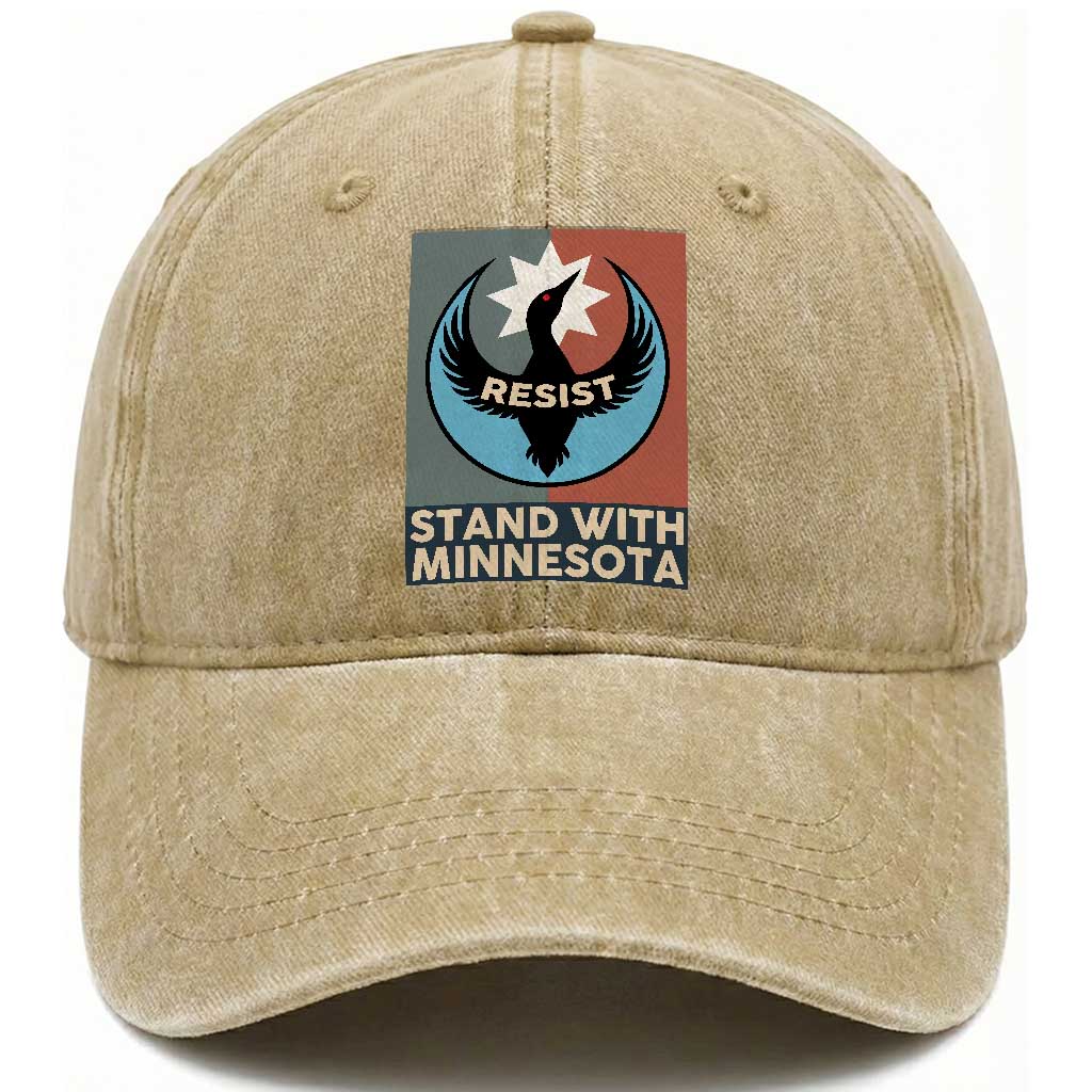 Stand With Minnesota Washed Cotton Baseball Cap Common Loon Pride Support TS12 Print Your Wear