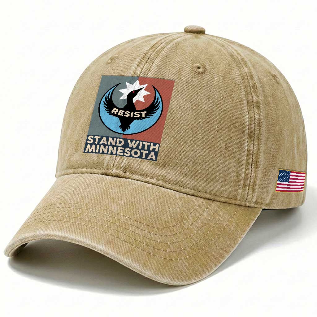 Stand With Minnesota Washed Cotton Baseball Cap Common Loon Pride Support TS12 Print Your Wear