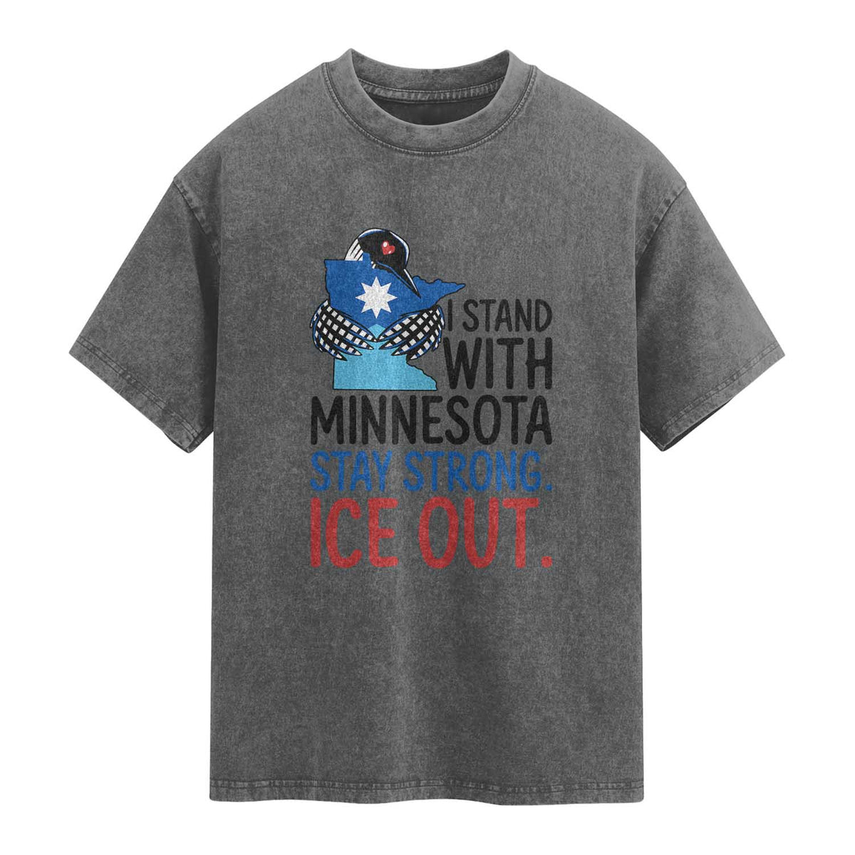 Minnesota Pride Common Loon Washed Cotton T-Shirt Stand With Minnesota Ice Out