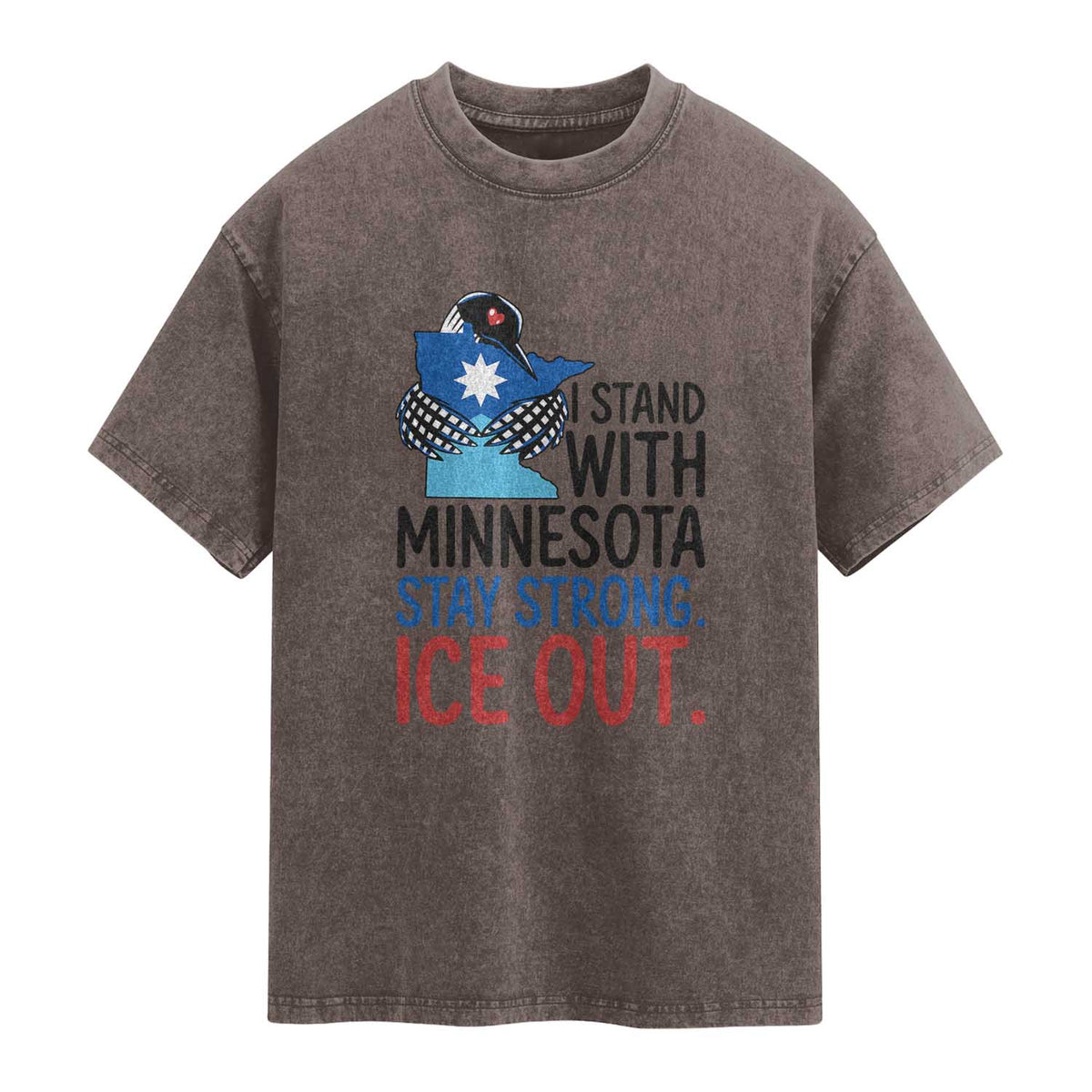 Minnesota Pride Common Loon Washed Cotton T-Shirt Stand With Minnesota Ice Out