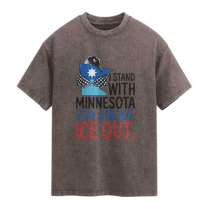 Minnesota Pride Common Loon Washed Cotton T-Shirt Stand With Minnesota Ice Out
