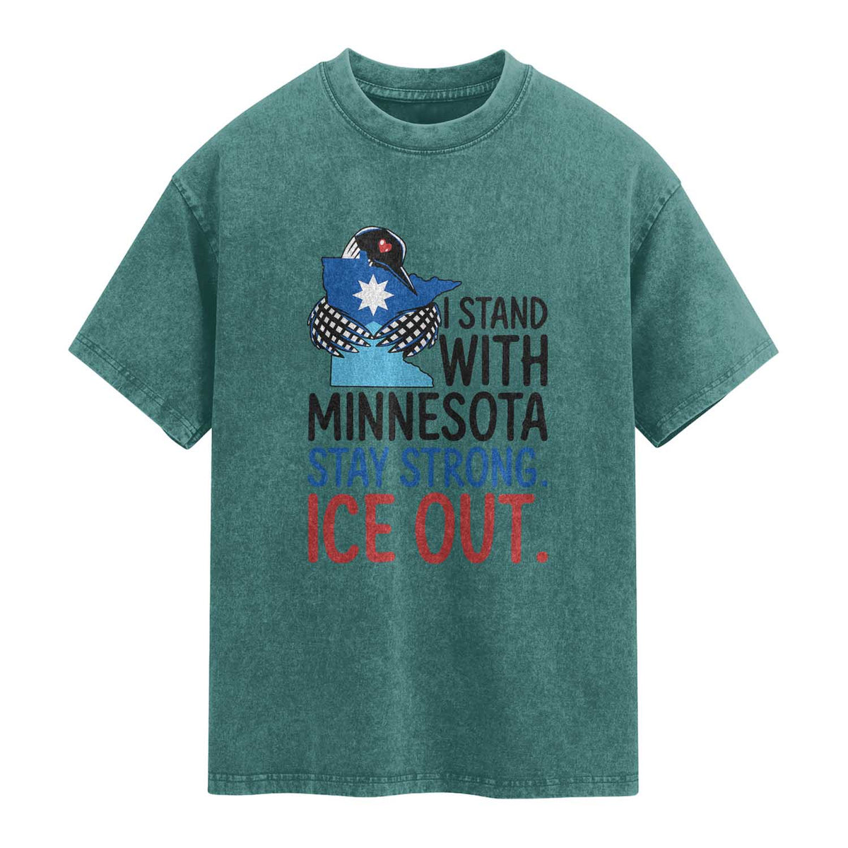 Minnesota Pride Common Loon Washed Cotton T-Shirt Stand With Minnesota Ice Out