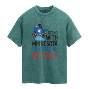 Minnesota Pride Common Loon Washed Cotton T-Shirt Stand With Minnesota Ice Out