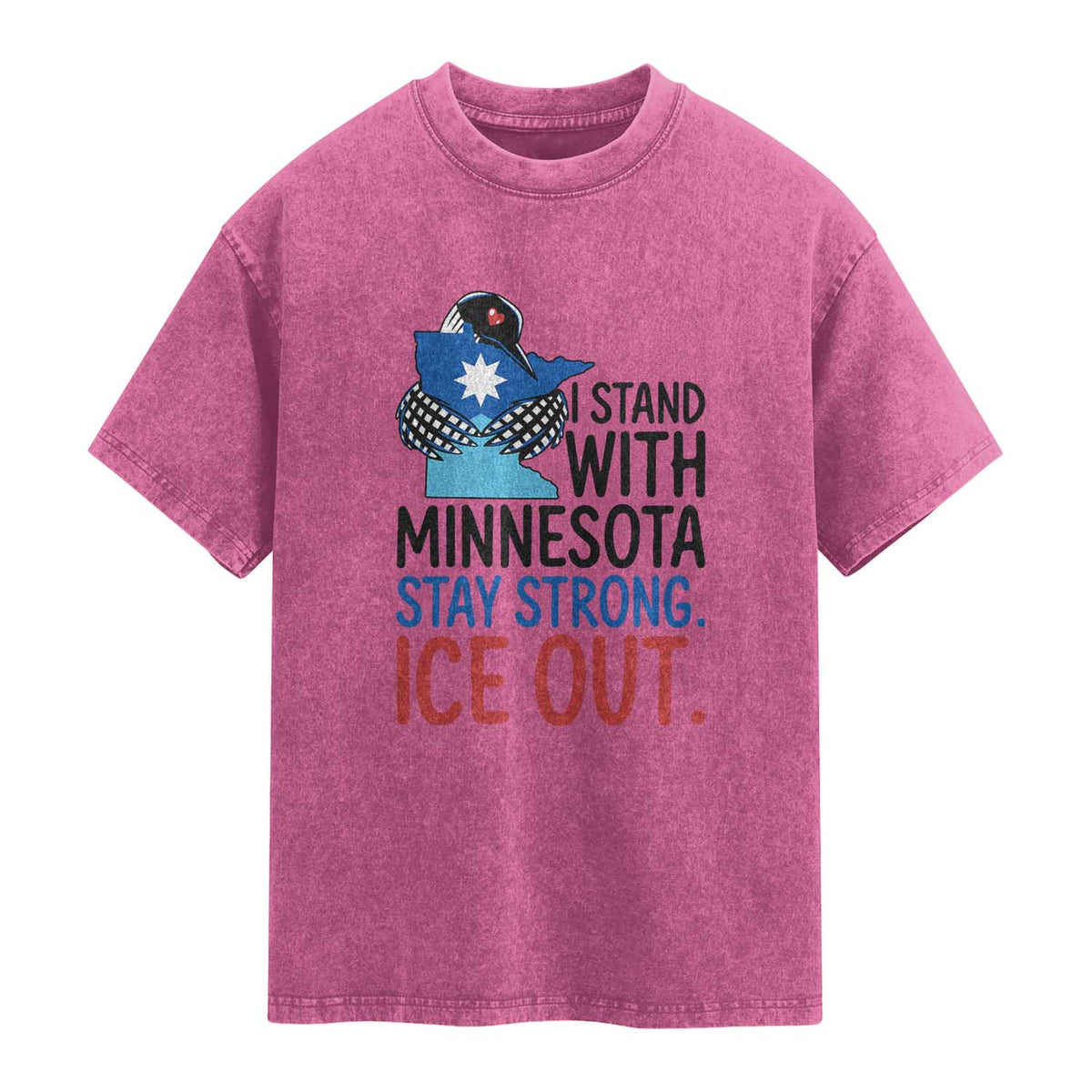 Minnesota Pride Common Loon Washed Cotton T-Shirt Stand With Minnesota Ice Out