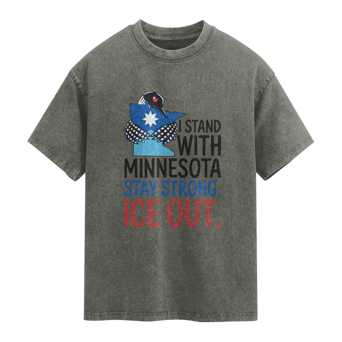 Minnesota Pride Common Loon Washed Cotton T-Shirt Stand With Minnesota Ice Out