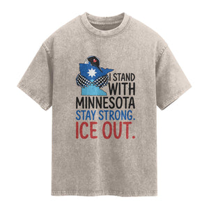 Minnesota Pride Common Loon Washed Cotton T-Shirt Stand With Minnesota Ice Out