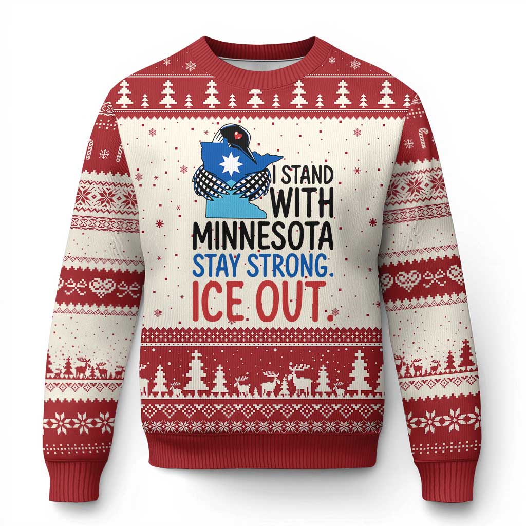 Minnesota Pride Common Loon Ugly Christmas Sweater Stand With Minnesota Ice Out TS12 Beige Red Print Your Wear