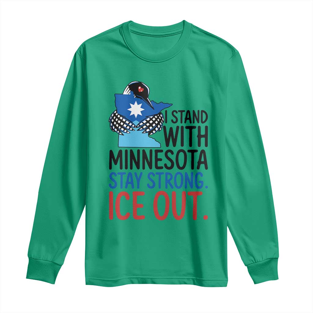Minnesota Pride Common Loon Long Sleeve Shirt Stand With Minnesota Ice Out TS12 Irish Green Print Your Wear
