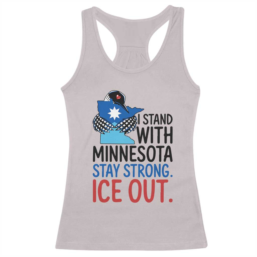 Minnesota Pride Common Loon Racerback Tank Top Stand With Minnesota Ice Out TS12 Ice Gray Print Your Wear