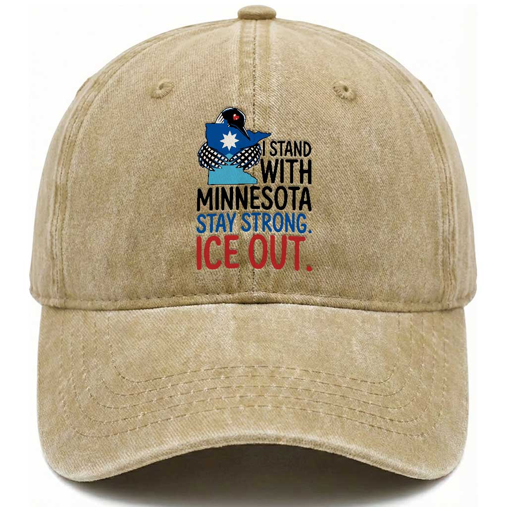 Minnesota Pride Common Loon Washed Cotton Baseball Cap Stand With Minnesota Ice Out TS12 Print Your Wear
