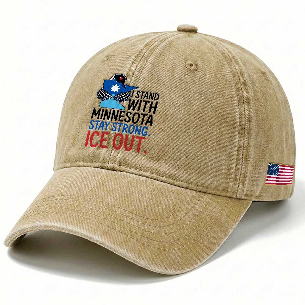 Minnesota Pride Common Loon Washed Cotton Baseball Cap Stand With Minnesota Ice Out TS12 Print Your Wear