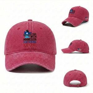 Minnesota Pride Common Loon Washed Cotton Baseball Cap Stand With Minnesota Ice Out TS12 Washed Cap Universal Fit Red Print Your Wear