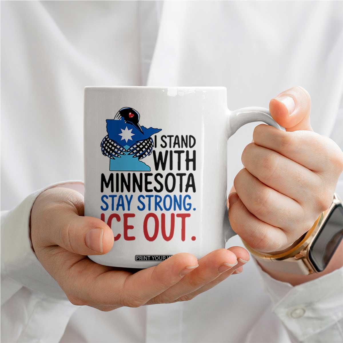 Minnesota Pride Common Loon Coffee Mug Stand With Minnesota Ice Out TS12 Print Your Wear