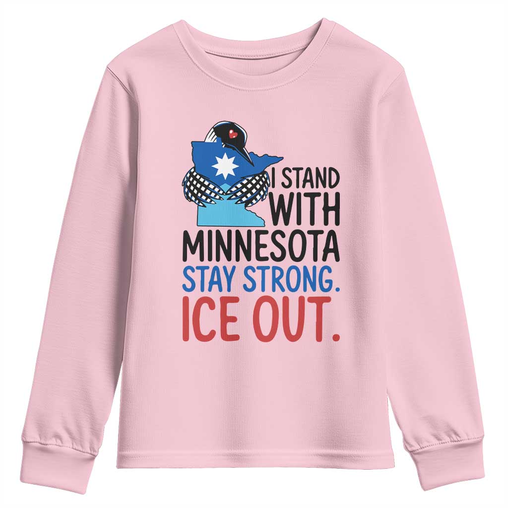 Minnesota Pride Common Loon Youth Sweatshirt Stand With Minnesota Ice Out TS12 Light Pink Print Your Wear