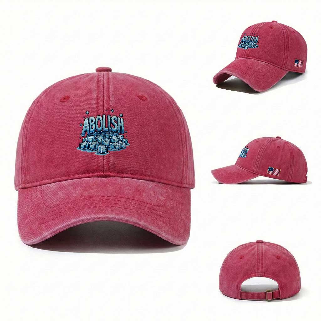 Abolish Ice Washed Cotton Baseball Cap Minnesota Resistance Protest TS12 Washed Cap Universal Fit Red Print Your Wear