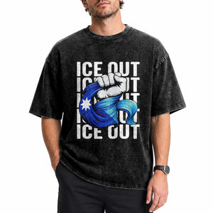 Minnesota Ice Out Washed Cotton T-Shirt Anti Ice Movement Protest