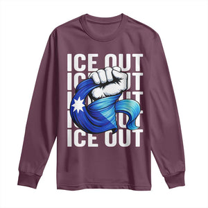 Minnesota Ice Out Long Sleeve Shirt Anti Ice Movement Protest TS12 Maroon Print Your Wear