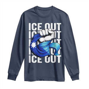 Minnesota Ice Out Long Sleeve Shirt Anti Ice Movement Protest TS12 Navy Print Your Wear