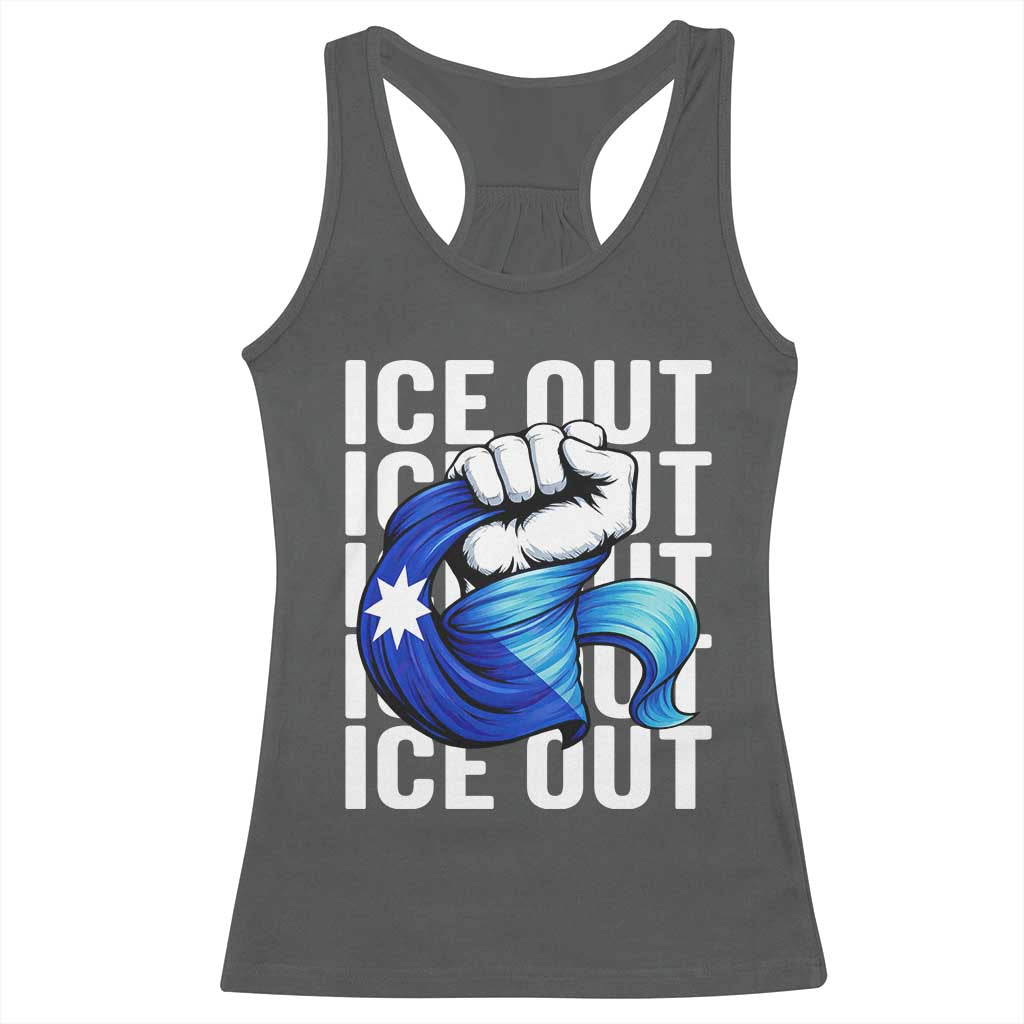 Minnesota Ice Out Racerback Tank Top Anti Ice Movement Protest TS12 Dark Heather Print Your Wear