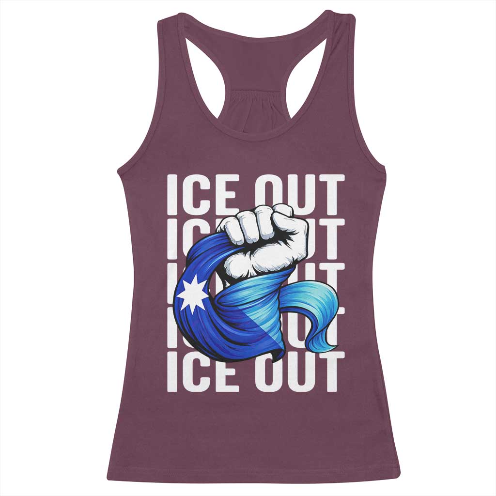 Minnesota Ice Out Racerback Tank Top Anti Ice Movement Protest TS12 Maroon Print Your Wear