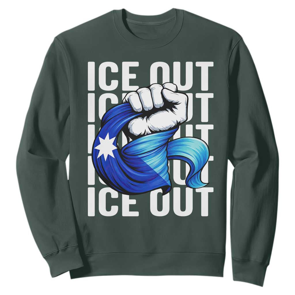 Minnesota Ice Out Sweatshirt Anti Ice Movement Protest TS12 Dark Forest Green Print Your Wear